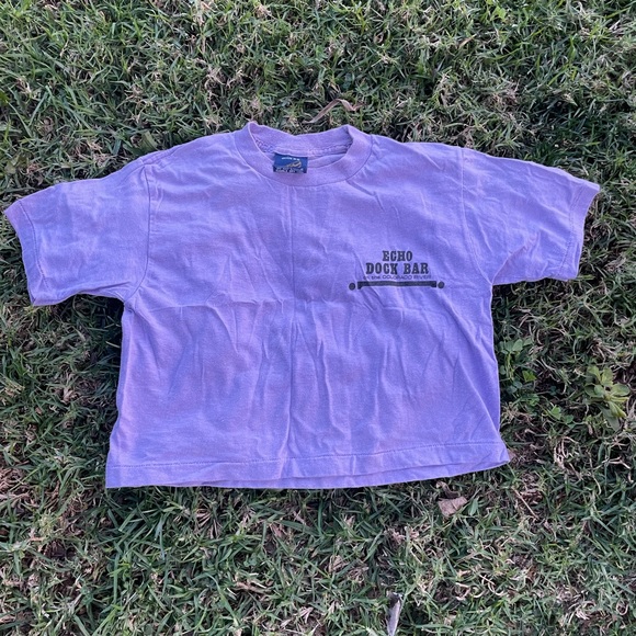 Vintage 80s 90s Humorous Midriff Crop Top Echo Bar Parker Dam Ca Burger King med - Picture 1 of 7